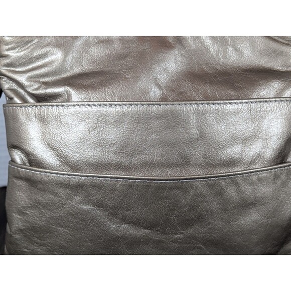 DAWLI Leather Crossbody Purse Handbag Metallic Gold Zip Closure Pockets USA Made - Picture 2 of 12